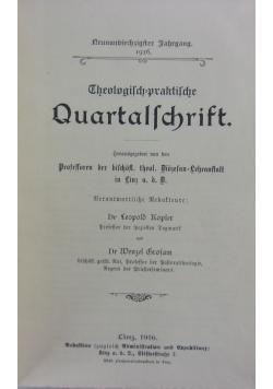 Theologisch praktische Quartal Schrift , 1916 r.