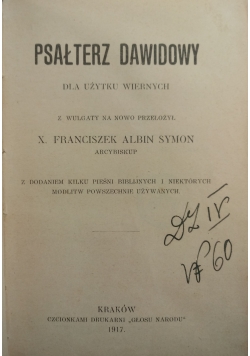 Psałterz Dawidowy,1917 r.