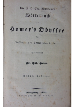 Worterbuch zu Homers Odyssee, 1850 r.