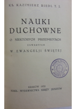 Nauki duchowne, 1932 r.