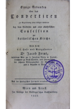 Cinige Gedanken uber das Convertiren, 1822 r.