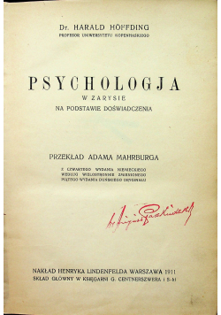 Psychologja w zarysie na podstawie doświadczenia 1911r