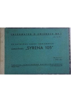 Do katalogu części zamiennych samochodu "Syrena 105"