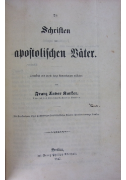 Schriften der Apostolischen Vater, 1847r.