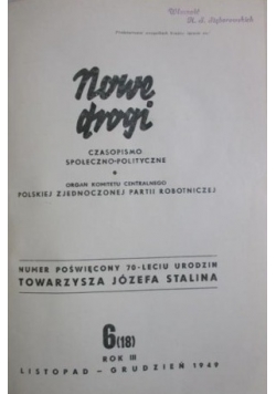 Czasopismo "Nowe drogi" 1949, nr 6
