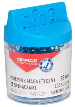 Pojemnik magnetyczny na spinacze okrągły ze spinaczami niebieskimi 100 sztuk