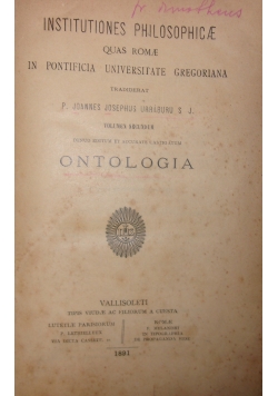 Institutiones Philosophicae, 1891 r.