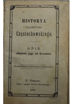 Historya Klasztoru Częstochowskiego 1893 r
