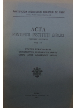 Acta pontificii instituti biblici