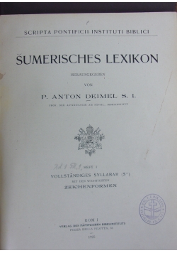 Sumerisches Lexikon, 1925r.