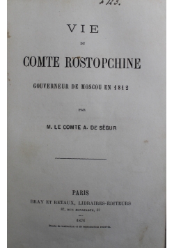 Vie du comte rostopchine 1871 r.