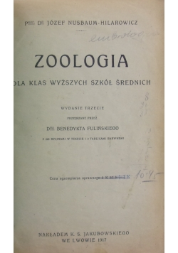 Zoologia dla klas wyższych szkół średnich, 1917 r.