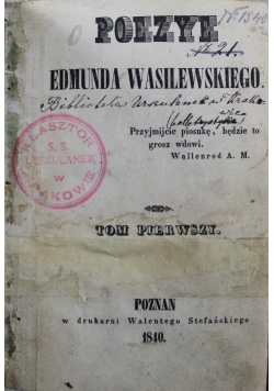 Poezye Edmunda Wasilewskiego Tom I 1840 r