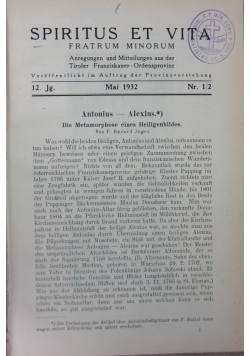 Spiritus et vita fratrum minorum, 1936 r.
