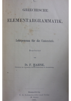 Griechische elementargrammatik. 1885r.