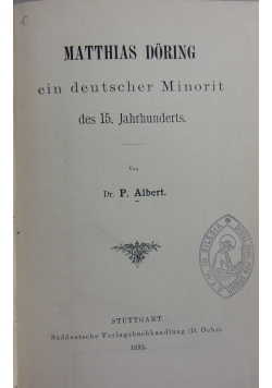Matthias doring ein deutscher Minorit, 1892 r.