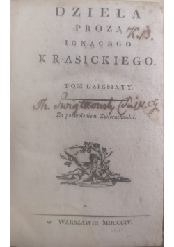 Dzieła Ignacego Krasickiego, tom X, 1804 r.