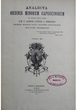 Analecta Ordinis Minorum Capuccinorum Volumen XL 1924 r.