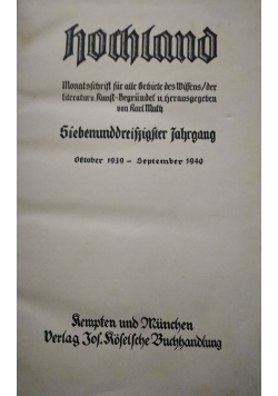 Hochland. Monatschrift fur alle Gebiete des Wissens