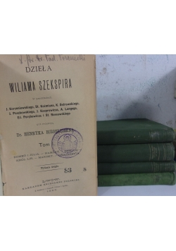 Dzieła Wiliama Szekspira, Zestaw 5 książek,1895r