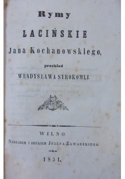 Rymy Łacińskie,1851r./Odprawa Posłów Greckich,1945r.