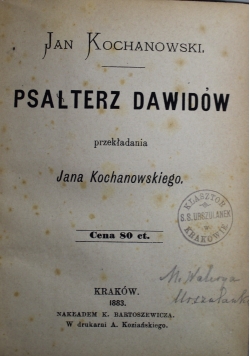 Psałterz Dawidów 1883 r.