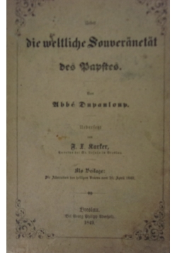Uber die weltliche Souveranetat, 1849 r.