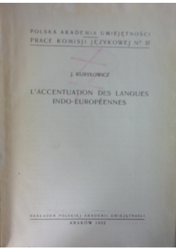 L'accentuation des Langues Indo-Europeennes