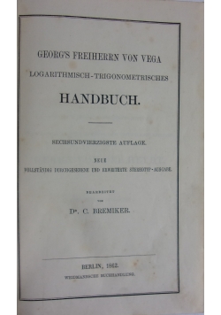 Logarithmische-Trigonometrische Handbuch, 1862 r.
