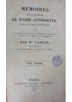 Memories De Marie-Antoinette, 1822r.