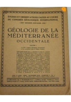 Géologie de la Méditerranée Occidentale. 1930 r.