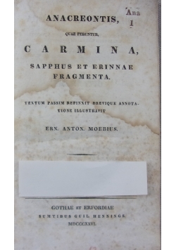 Anacreontis. Carmina, 1826r.