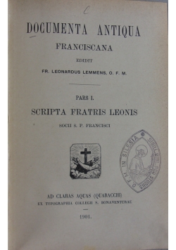 Documenta antoqua Franciscana, 1901