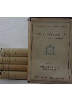 Summa Theologica,zestaw tomów XI,I,VII,XXV,XXIX,1940r.