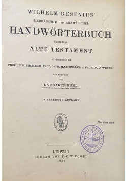 Handwörterbuch über das Alte Testament, 1921 r.