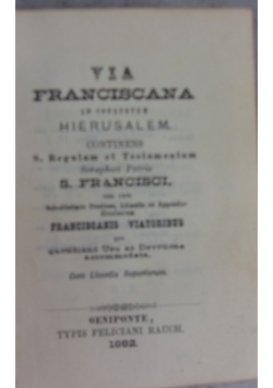 Via franciscana ad colestem hierusalem, 1882 r.