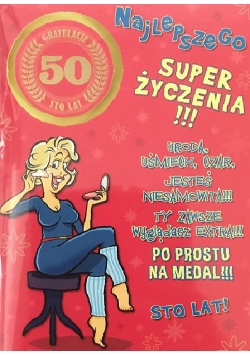 Karnet Party naklejany B6 + koperta Urodziny 50 wzór nr 01 (opakowanie 2 sztuki)