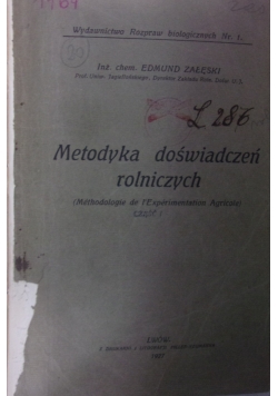 Metodyka doświadczeń rolniczych, 1927 r.