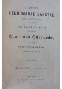 Officium Hebdomadae Sanctae et Paschalis, 1890 r.