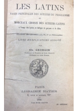 Les Latins, pages principales des auteurs du programme, 1926 r.