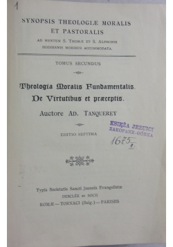 Theologia Moralis Fundamenalis, 1922 r.