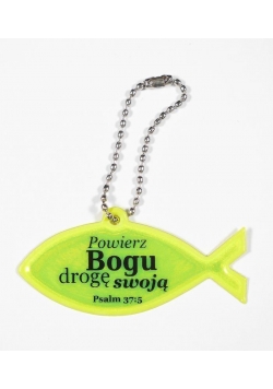 Zawieszka odblaskowa. Rybka - Powierz Bogu drogę..
