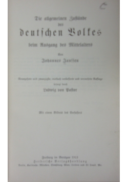 Janssen Geschichte des Deutschen Volkes. 1913 r.