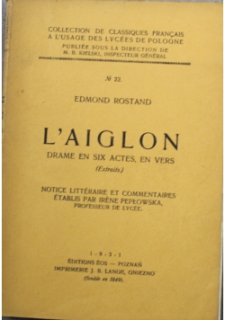 L aiglon drame en six actes en vers 1931 r.