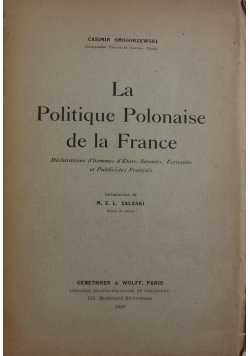 La Politique Polonaise de la France, 1926 r.