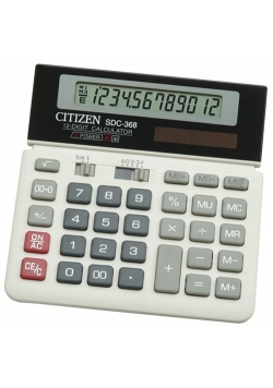 Kalkulator biurowy CITIZEN SDC-368, 12-cyfrowy, 152x152mm, czarno-biały