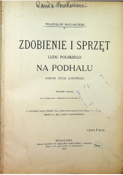 Zdobienie i sprzęt Ludu Polskiego na Podhalu 1915 r