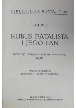 Kubuś fatalista i jego pan 1920 r.