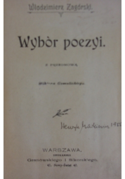 Wybór poezji, 1899r.