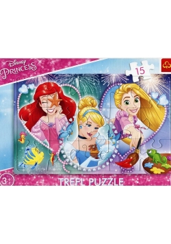 Puzzle 15 Ramkowe Disney Księżniczki Trzy uśmiechy